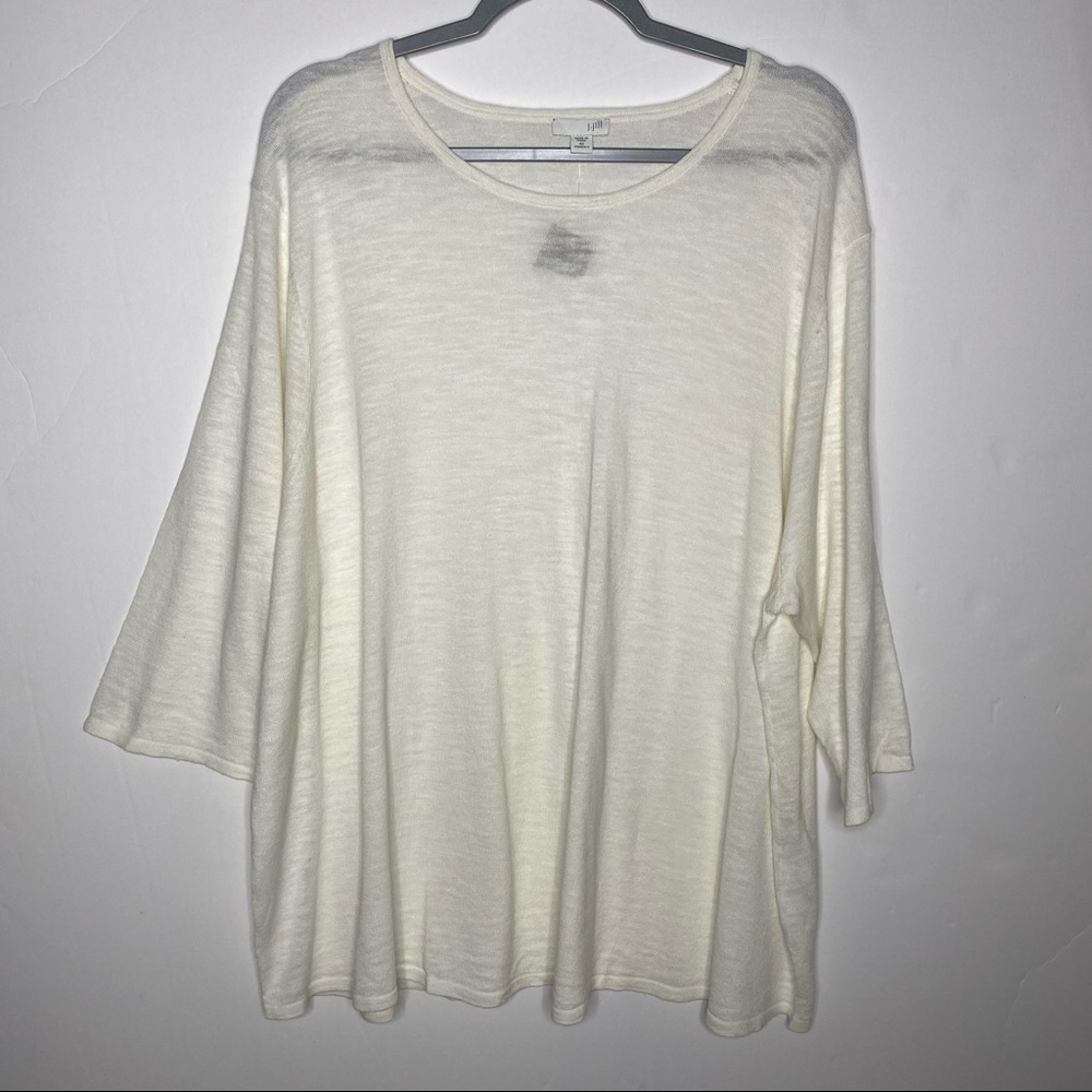 J. Jill Linen and Cotton Blend Off White Short Sleeve Shirt Top Size 4X